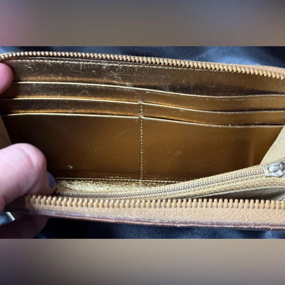 Fendi metallic gold wallet